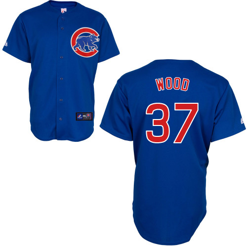 Travis Wood #37 MLB Jersey-Chicago Cubs Men's Authentic Alternate 2 Blue Baseball Jersey